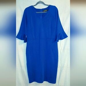 Woosunze Royal Blue Flare Sleeve Dress